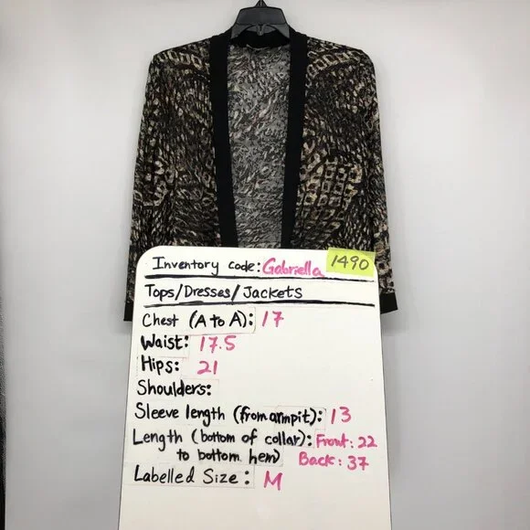 Initiatives Brown Abstract Patterned Robe Cardigan size M - Picture 14 of 15